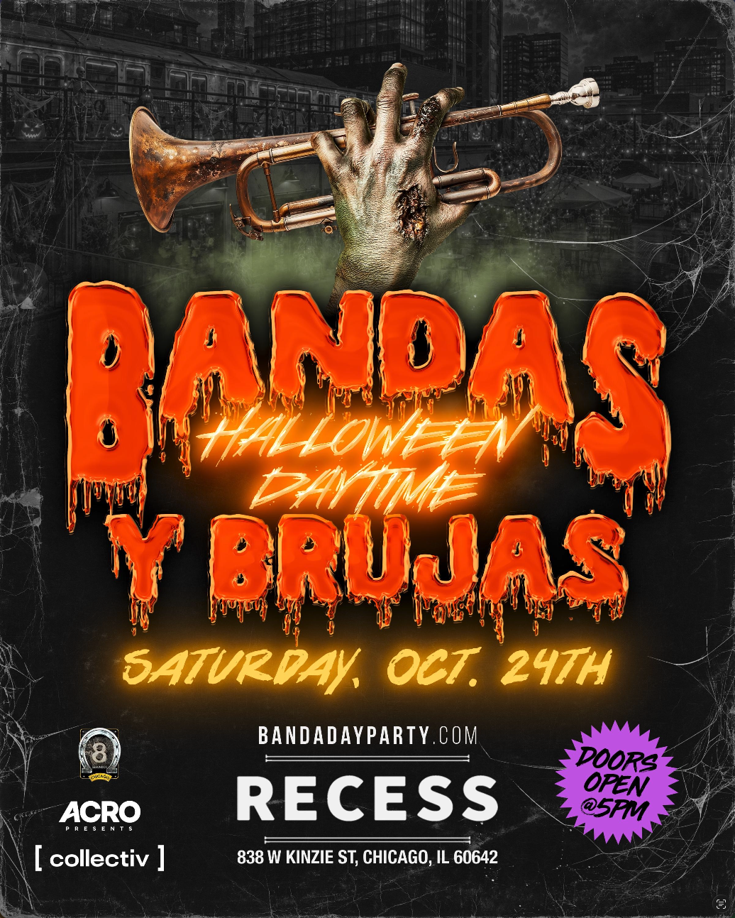 Bandas Daytime y Brujas Halloween flyer — Saturday October 24, Recess, Chicago